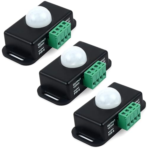 Greluma 3 STK 12V/24V Bewegungssensor Schalter, PIR Sensor LED Schalter Controller für Flexible LED Streifen von Greluma
