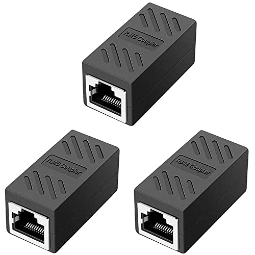 Greluma 3 Stk RJ45-Koppler, Netzwerkkoppler, Ethernet-Steckverbinder, Geschirmter Inline-Koppler für Cat7/Cat6/Cat5e/Cat5 Ethernet Kabel Extender-Steckverbinder – Buchse auf Buchse von Greluma