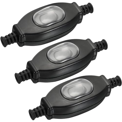 Greluma 3 Stk Wasserdichter Inline-Kabelschalter, EIN-Aus-Kabel-Lampen-Wippschalter, 3A 250 V AC-Geräteschalter, Lampenkabel-Kabelschalter von Greluma