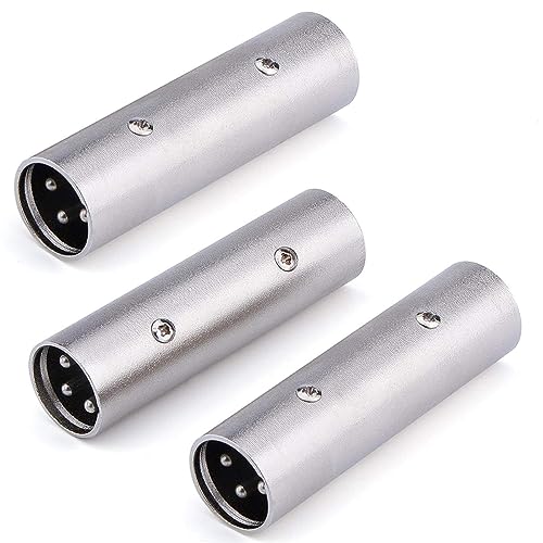 Greluma 3 Stück XLR-auf-XLR-Gender-Changer-Adapter,3-poliger XLR-Stecker auf Stecker-Stecker,kompatibel mit Mikrofon,Mixer von Greluma