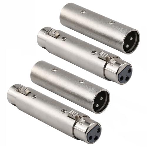 Greluma 4 Stk XLR-auf-XLR-Gender-Changer-Adapter, 3-poliger XLR-Stecker auf Stecker/Buchse auf Buchse, kompatibel mit Mikrofon, Mixer von Greluma