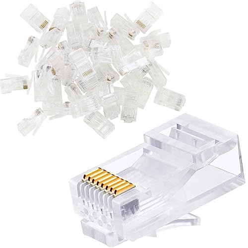 Greluma 40 Stk RJ45 CAT6 CAT6A Ethernet-Steckerenden – vergoldete 3-polige Modularstecker für 23 AWG Twisted-Pair-Drähte und Massivkabel von Greluma