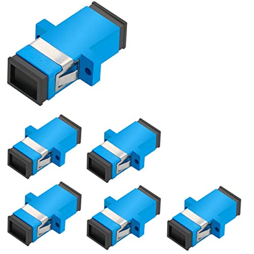 Greluma 6 Stk SC-Glasfaser-Koppler, SC-Einzel-Modus (SM)-Simplex-Glasfaser-Adapter, SC-Buchse auf SC-Buchse UPC-Simplex-Einzel-Modus-Netzwerk-Internetanschluss von Greluma