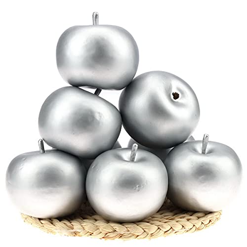 Gresorth 6 Stück Künstlich Silber Apfel Fälschung Äpfel Obst Zuhause Party Christmas Dekoration von Gresorth