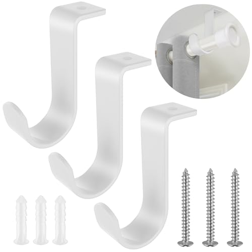 3 Stück Gardinenstange Halterung Gardinenstangen Halter Curtain Rod Holder Metall Vorhangstange Halter mit Schrauben vorhangstangenhalter für Wohnzimmer Schlafzimmer Vorhangstangen Wände-Weiß von Grevosea