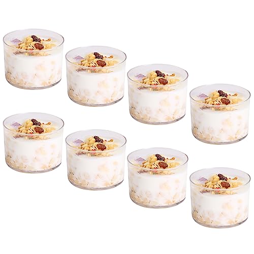 Greyoe Dessertgläser, Teelichtgläser, 8 Stück Transparent Dessertbecher Runde Pudding Glasflasche Mini Saft Trinkbecher Hochtemperaturbeständig für Dessert Eisgetränke von Greyoe