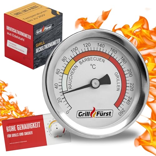 Grillfürst BBQ Deckelthermometer Therm 260 - Einbau Grillthermometer für Grill, Smoker oder Räucherofen, Ø 6,5 cm von Grillfürst