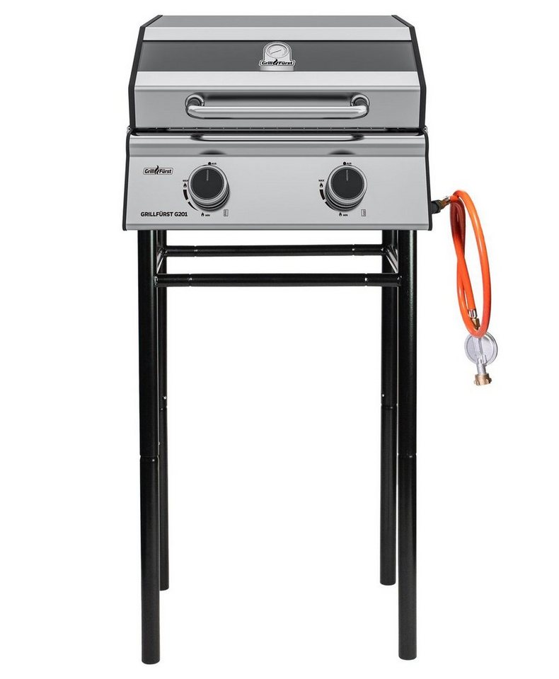 Grillfürst Camping-Gasgrill Grillfürst G201E 2-Brenner Gasgrill portabel v2 - Campinggrill / Balkongrill 50mbar - inkl. Untergestell von Grillfürst