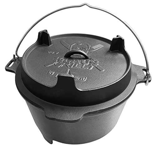 Grillfürst Dutch Oven DO 9 Sonderedition Klaus Grillt - stabil stehender Feuertopf durch speziell entwickelte T-Füße, hitzebeständiger Gusseisen Topf, Deckel als Pfanne nutzbar, ca. 9 Liter von Grillfürst