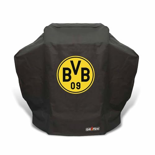 Grillfürst Grill Abdeckhaube BVB Borussia Dortmund - robuste Grill-Abdeckung 133 x 72 x 109 cm, wetterfest und wasserdicht, Abdeckung Gasgrill für Weber Gasgrill Serie Spirit 200 von Grillfürst