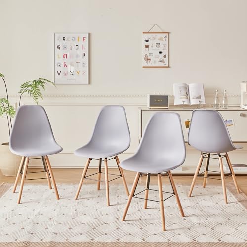 GroBKau Esszimmerstühle, 4 Stühle, skandinavischer Stuhl, Küchenstuhl, Beine aus massivem Buchenholz, Esszimmer, Wohnzimmerstuhl – Grau von GroBKau