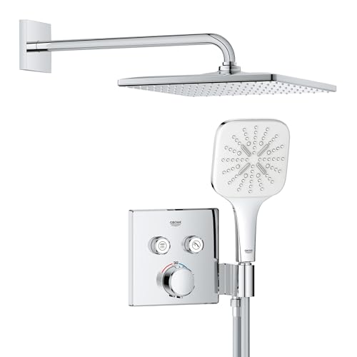 GROHE Precision SmartControl 310 - Duschsystem (310mm Kopfbrause mit 1 Strahlart, Handbrause 3 Strahl, Universal-Einbaubox, 150cm Brauseschlauch), eckig, chom, 34876000 von Grohe