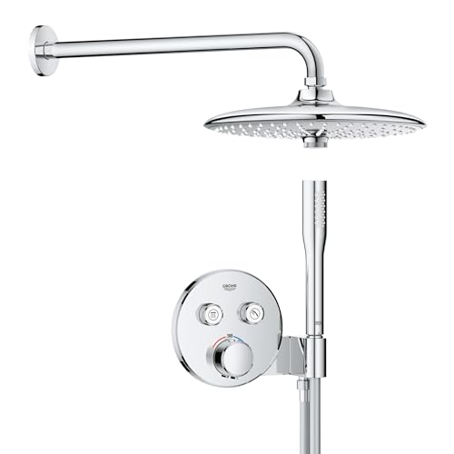 GROHE Precision SmartControl 260 - Duschsystem (260mm Kopfbrause mit 2 Strahlarten, Handbrause 1 Strahl, Universal-Einbaubox, 150cm Brausenschlauch), chrom, 34878000 von Grohe