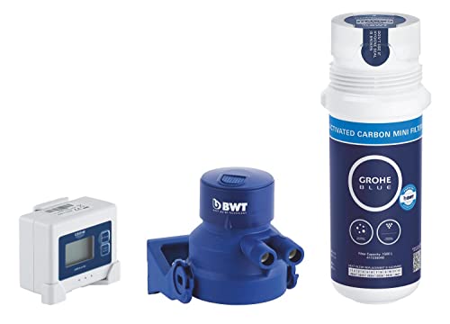 GROHE Blue - Aktivkohlefilter Starter Set (Kapazität 1500 l bei 9° dKH, reduziert geruchs- und geschmacksstörende Stoffe), 41136000 von Grohe