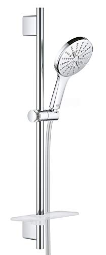 GROHE Rainshower SmartActive 130 - Brausestangenset (3 Strahlarten, 600mm Brausestange, inkl. Duschablage, schnelle Befestigung), rund, chrom, 26546000 von Grohe