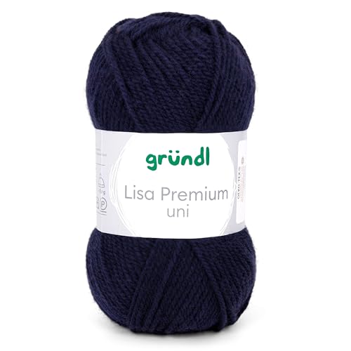 Gründl Wolle Lisa Premium Uni Strick-& Häkelgarn, 100% Polyacryl, Marine, 1 x 50g, 50 von Gründl