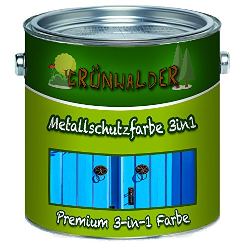 Grünwalder Metallschutzfarbe 3in1 premium Metallschutzlack 3-in-1 effektiver Schutzanstrich auf metallischen Untergründen, wie Eisen, Stahl, Aluminium, Zink und Metall - (5 L, Moosgrün (RAL 6005)) von Hamburger Lack-Profi