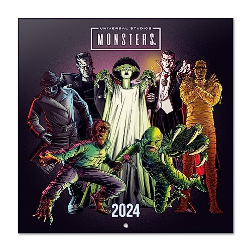 Grupo Erik Kalender 2024 Wankalender - Universal Monsters Kalender 2024 Familienplaner 30 x 30 cm 12 Monate + Letzten 4 Monate 2023 auf einer Seite von Grupo Erik