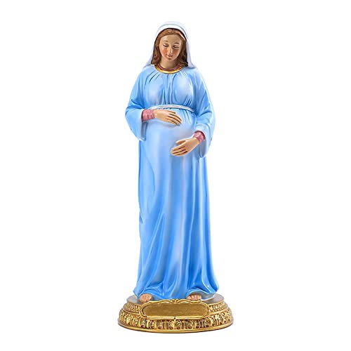 Gruwkue Schwangere Maria Statue, Jungfrau Maria Schwangerschaft Statuette, Handbemalte Harzfigur Statue, Mutter Gottes Jesus Figuren, Katholische Religiöse Innendekoration von Gruwkue