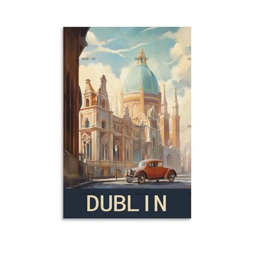GuYaNa Dublin Irland Vintage-Reiseposter Landschaft, 30 x 45 cm, Leinwand-Kunstdruck, Gemälde für Wanddekoration, Wohnzimmer, Schlafzimmer von GuYaNa