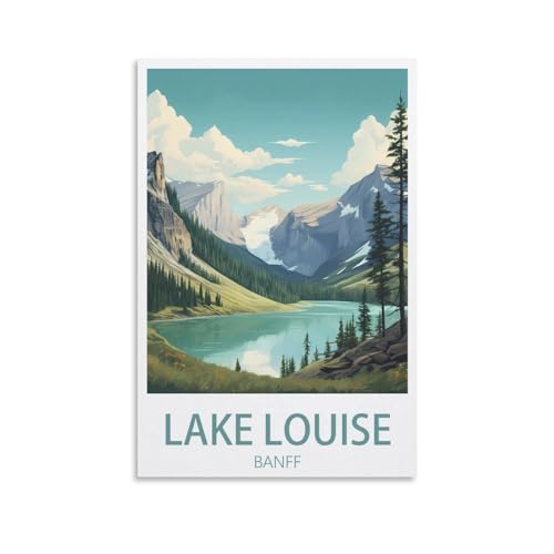 GuYaNa Lake Louise Banff Vintage-Reise-Poster, Landschaft, 40 x 60 cm, Leinwand-Kunstdruck, Gemälde für Wanddekoration, Wohnzimmer, Schlafzimmer von GuYaNa