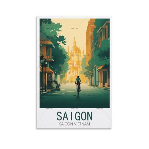 GuYaNa Saigon Vietnam Vintage-Reise-Poster, 30 x 45 cm, Leinwand-Kunstdruck, Gemälde für Wanddekoration, Wohnzimmer, Schlafzimmer von GuYaNa
