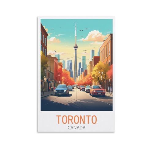 GuYaNa Toronto Kanada Vintage-Reiseposter 40 x 60 cm, Leinwand-Kunstdruck, Gemälde für Wanddekoration, Wohnzimmer, Schlafzimmer von GuYaNa