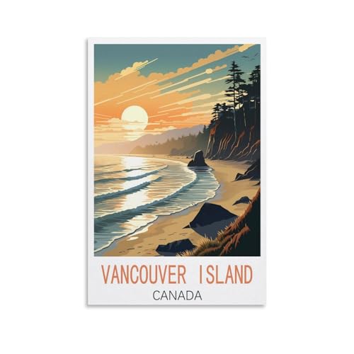 GuYaNa Vancouver Island Kanada Vintage-Reise-Poster, 40 x 60 cm, Leinwand-Kunstdruck, Gemälde für Wanddekoration, Wohnzimmer, Schlafzimmer von GuYaNa