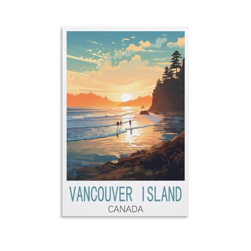 GuYaNa Vancouver Island Kanada Vintage-Reise-Poster, 40 x 60 cm, Leinwand-Kunstdruck, Gemälde für Wanddekoration, Wohnzimmer, Schlafzimmer von GuYaNa