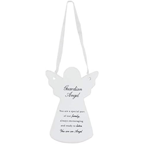 Guardian Angel, Band zum Aufhängen an der Wand, bedeutungsvolles Schild, Andenken, für Hauseinweihung, Weihnachten, Neujahr, Keramik, weiß, Einheitsgröße von Papillon Collection