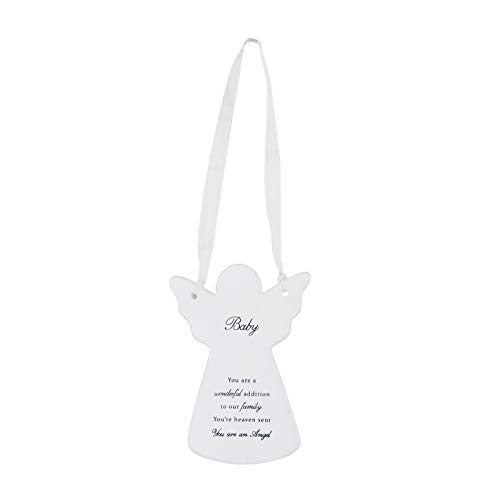 Guardian Angel Baby-Band, Wandbehang, bedeutungsvolles Schild, Andenken, ideales Geschenk für Hauseinweihung, Weihnachten, Neujahr, Keramik, weiß, Einheitsgröße von Papillon Collection