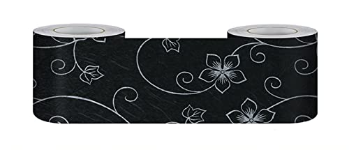 Guest Ruyunlai Tapetenbordüre Selbstklebend Schwarze Kirschblüten 5cm X 500cm für Badezimmer Wohnzimmer Küche Verdicken PVC Dekorative Bordüre Abnehmbare Wasserdicht Taille rahmen Wandtattoo von Guest Ruyunlai