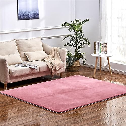 Weicher Kunstkaninchenfell-Teppich,Plüsch Teppich,Decke aus Kunstfell Geeignet für Wohnzimmer Teppiche Flauschig Fell Optik Gemütliches Schaffell Bettvorleger Sofa Matte,Pink a,140x200 cm von Guetto