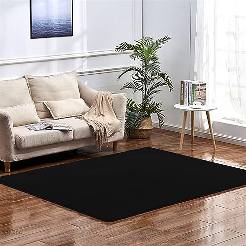 Weicher Kunstkaninchenfell-Teppich,Plüsch Teppich,Decke aus Kunstfell Geeignet für Wohnzimmer Teppiche Flauschig Fell Optik Gemütliches Schaffell Bettvorleger Sofa Matte,Schwarz,200x300 cm von Guetto