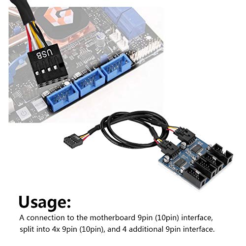 Gugxiom Motherboard 9Pin USB Header Stecker 1 auf 4 Buchse Verlängerungs-Splitterkabel, Beheben Sie den Mangel an USB9Pin-Schnittstelle von Gugxiom