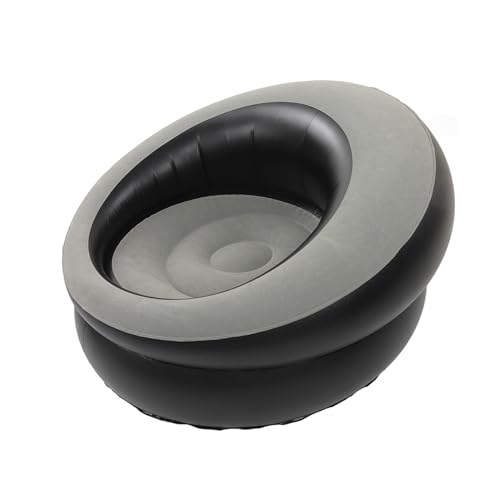 Gugxiom Aufblasbarer Stuhl, Flocking und PVC Comfy Chair mit Quick Valve Aufblasbare Couch, aufblasbares Sofa für Erwachsene für Wohnzimmer, Schlafzimmer, Strand, Camping, etc. (grau) von Gugxiom