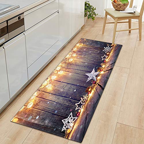 GUOCU Weihnachtsteppich Weihnachten Area Rug Türmatte Kurzflor Fußmatte rutschfeste Badteppiche Badematte Sofa Matte Plüsch Teppich fürs Wohnzimmer Schlafzimmer Küche Home Teppiche Decor 3 60x180CM von GUOCU