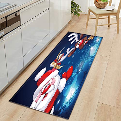 GUOCU Weihnachtsteppich Weihnachten Area Rug Türmatte Kurzflor Fußmatte rutschfeste Badteppiche Badematte Sofa Matte Plüsch Teppich fürs Wohnzimmer Schlafzimmer Küche Home Teppiche Decor I 60x180CM von GUOCU