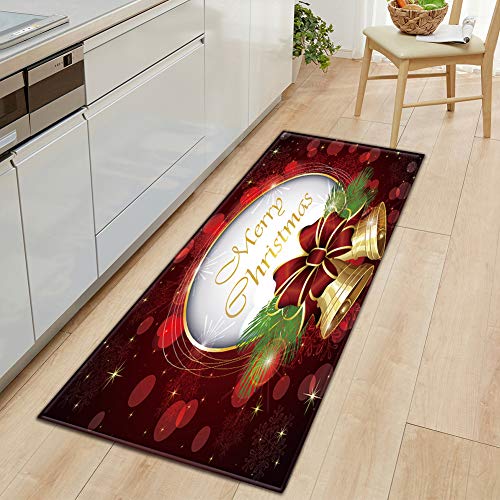 GUOCU Weihnachtsteppich Weihnachten Area Rug Türmatte Kurzflor Fußmatte rutschfeste Badteppiche Badematte Sofa Matte Plüsch Teppich fürs Wohnzimmer Schlafzimmer Küche Home Teppiche Decor L 60x180CM von GUOCU