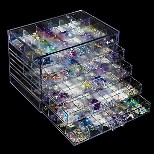 5 Tier Nagel Kunst Dekoration Organizer 120 Gitter Klar Acryl Nagelschmuck Zubehör Aufbewahrungskoffer Halter Regale Display Rack Ständer für Bemalten Kleber, Gebürsteten Kleber, Schnitzkleber von Guolich