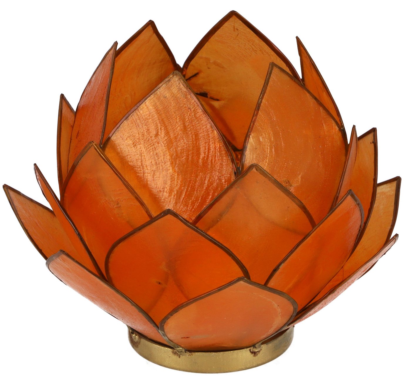 Guru-Shop Windlicht Lotus Teelicht Muschel 14*10 cm - orange von Guru-Shop