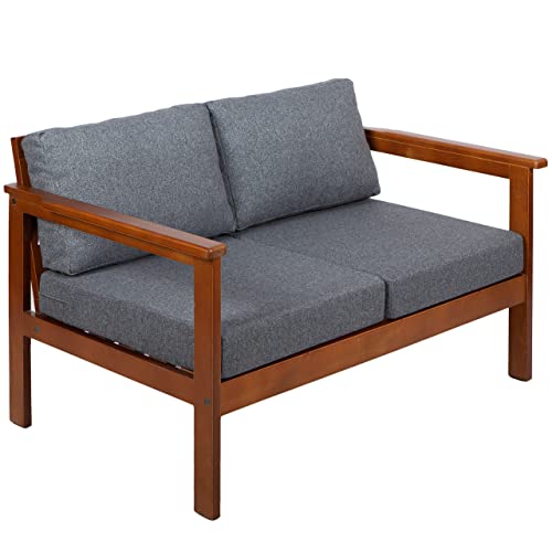 Gartenmöbel aus Holz Gartensofa Gartengarnitur mit Auflagen FB (2-Sitzer-Sofa, Dark Grey) von Gutekissen