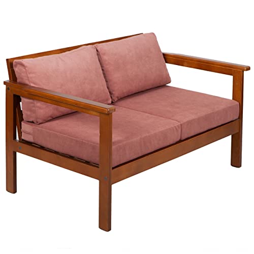 Gartenmöbel aus Holz Gartensofa Gartengarnitur mit Auflagen FB (2-Sitzer-Sofa, Vintage Rose) von Gutekissen