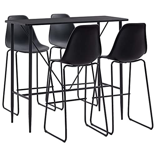 GuyAna 5-TLG. Bar-Set Kunststoff Schwarz Bartisch Mit Barhocker-Set Hochtisch KüChe von GuyAna