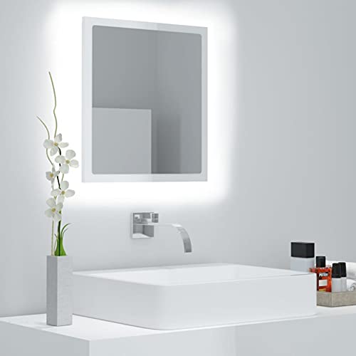 GuyAna LED-Badspiegel Hochglanz-Weiß 40x8,5x37 cm Acryl Spiegel Mit Beleuchtung Bad Spiegel Beleuchteter Spiegel Badspiegel Spiegel Badezimmer von GuyAna