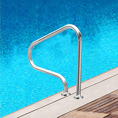 Schwimmbad-Handlauf, 3-Bogen-Pool-Handlauf für Außen- und Innenpools, Haltegriffe aus Edelstahl für Pooltreppen, Leiter mit Flanschgrundplatte und Schrauben von Guyifuny