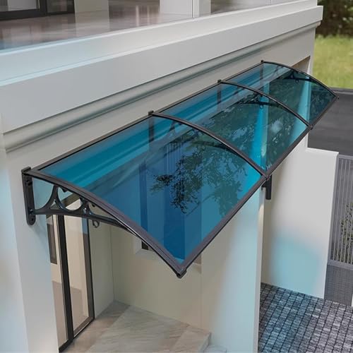 Vordach für die Haustür, Außenmarkise, Regenschutz für die Terrassenveranda für Hintertür, Veranda, Fenster, Blauer Polycarbonat- und Aluminiumrahmen, 80 x 320 cm Vordach für die Haustür, Außenmarkise, Regenschutz für die Terrassenveranda für Hintertür, Veranda, Fenster, Blauer Polycarbonat- und Aluminiumrahmen, 80 x 320 cm von Guyifuny