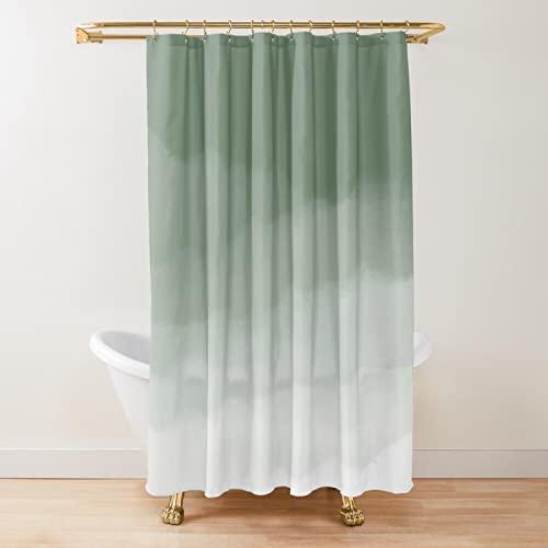 Salbeigrün Aquarell Duschvorhang Badezimmer Stoff Polyester Wasserdicht Moderne Duschvorhänge Bad Dekor mit 12 Haken 244x183cm/96x72in(BxH) von Guying Art