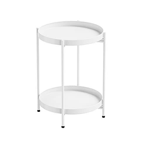 H HOMEWINS Metall Beistelltisch Rund Weiß Sofatisch mit Abnehmbare Tablette Ø40 x H50 cm Couchtisch Nachttisch für Wohnzimmer Schlafzimmer Büro H HOMEWINS Metall Beistelltisch Rund Weiß Sofatisch mit Abnehmbare Tablette Ø40 x H50 cm Couchtisch Nachttisch für Wohnzimmer Schlafzimmer Büro von H HOMEWINS