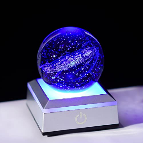 3D Sonnensystem Kristallkugel Mehrfarbiges Nachtlicht, Glas Sonnensystem Planeten Orbs Home Tischdekoration Astronomie Universum (60mm) von H&D Hyaline&Dora